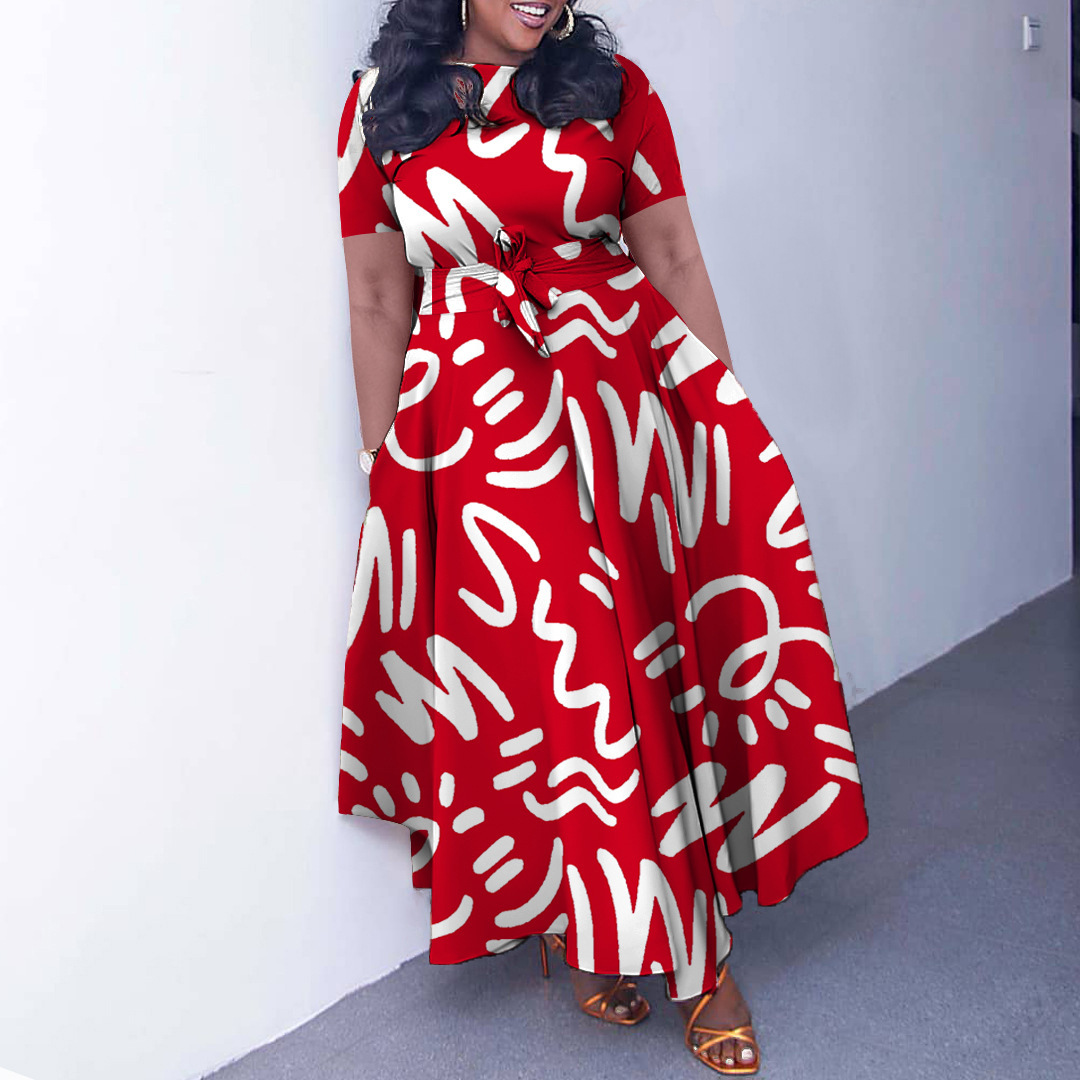 476g Weight Maxi Long Dress Dress Length Type Short Sleeve Sleeve Length Princess Dress Dresses Type Regular Sleeve Sleeve Type Spandex, Polyester Fabric Type Mid Waist Waist Line Holiday, Daily Occasion Round Neck Neckline Slim Fit Type Printing Pattern All Seasons Season Printing, Contrast Binding Design Casual, Vacation Style Wholesale Casual Vacation Printing Contrast Binding Printing Holiday Daily Round Neck Short Sleeve Princess Dress 7