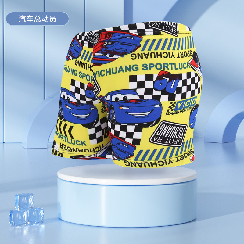 Nuevos niños bañador boxeador cómodo con cordones pantalones de playa para niños y niños dibujos animados impreso bañador ventas directas de fábrica