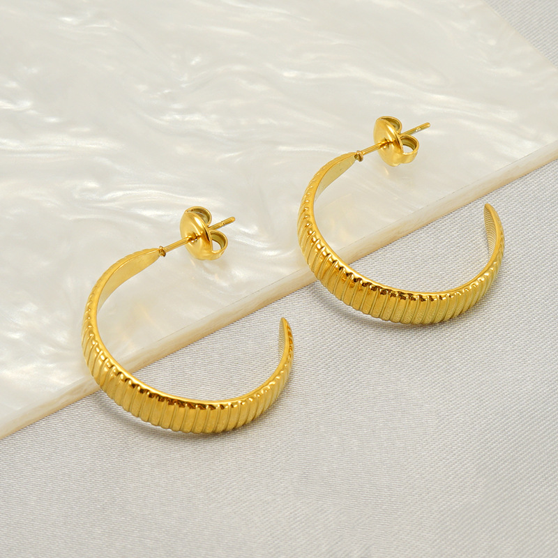classic geometric fashionable universal design earrings stainless…