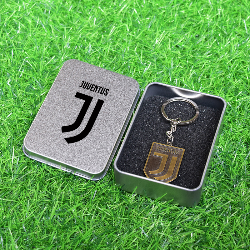 Club de fútbol insignia llavero Barcelona Real Madrid Manchester United AC Milan equipo militar tarjeta caja regalo