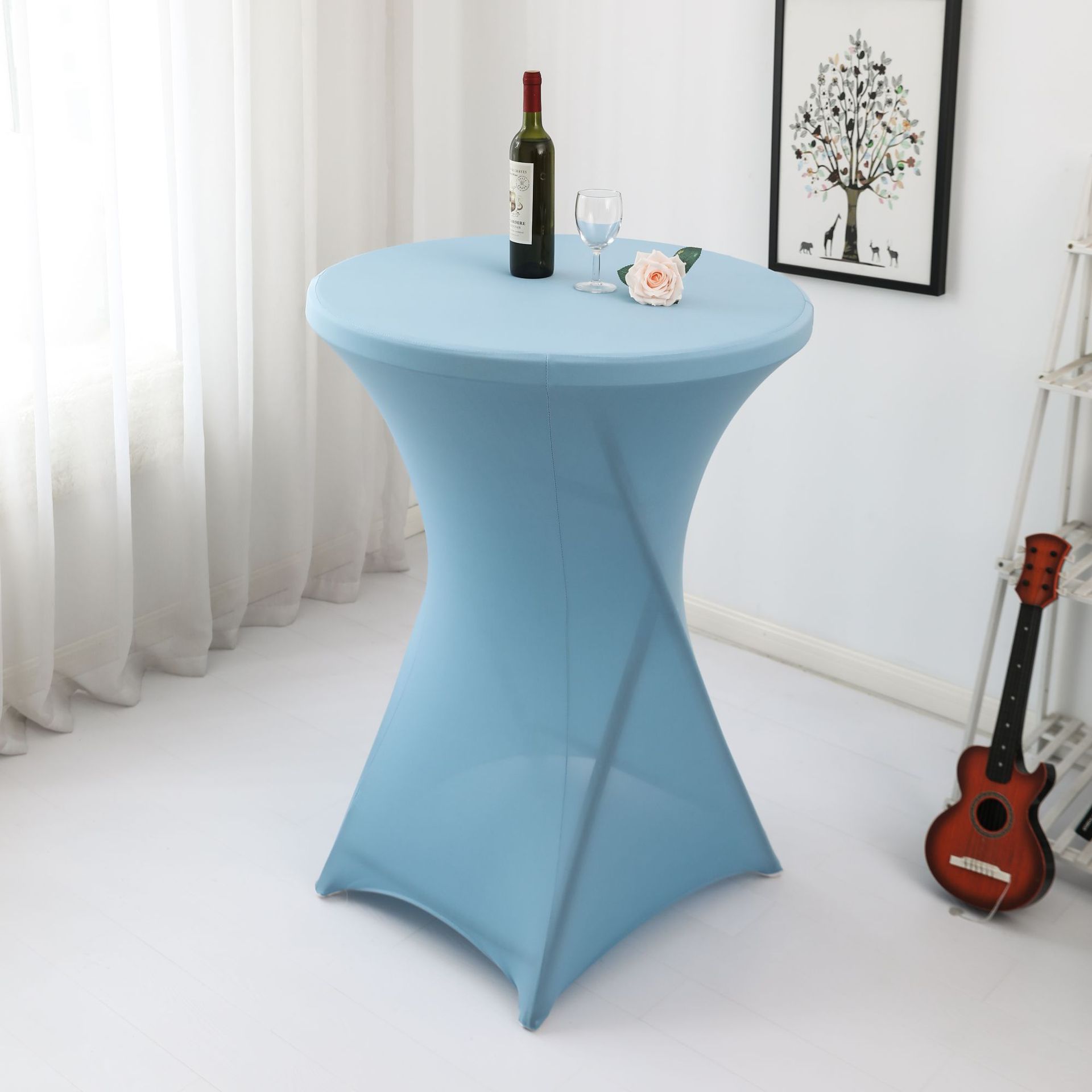 Amazon sólido barra mesa de comedor cubierta de mesa de banquete cóctel cubierta de mesa redonda tela de mesa elástica tabla de pies altos