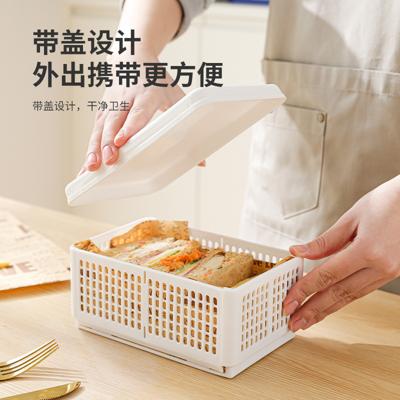 屋外ポータブル折りたたみ収納サンドイッチボックスピクニックフルーツクリッパーダストプルーフクリエイティブ弁当収納ボックス|undefined