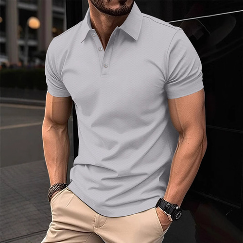 Amazon Men's Summer Ice Silk Breathable Quick Dry Button Down Polo Shirt Casual Fashion T-Shirt