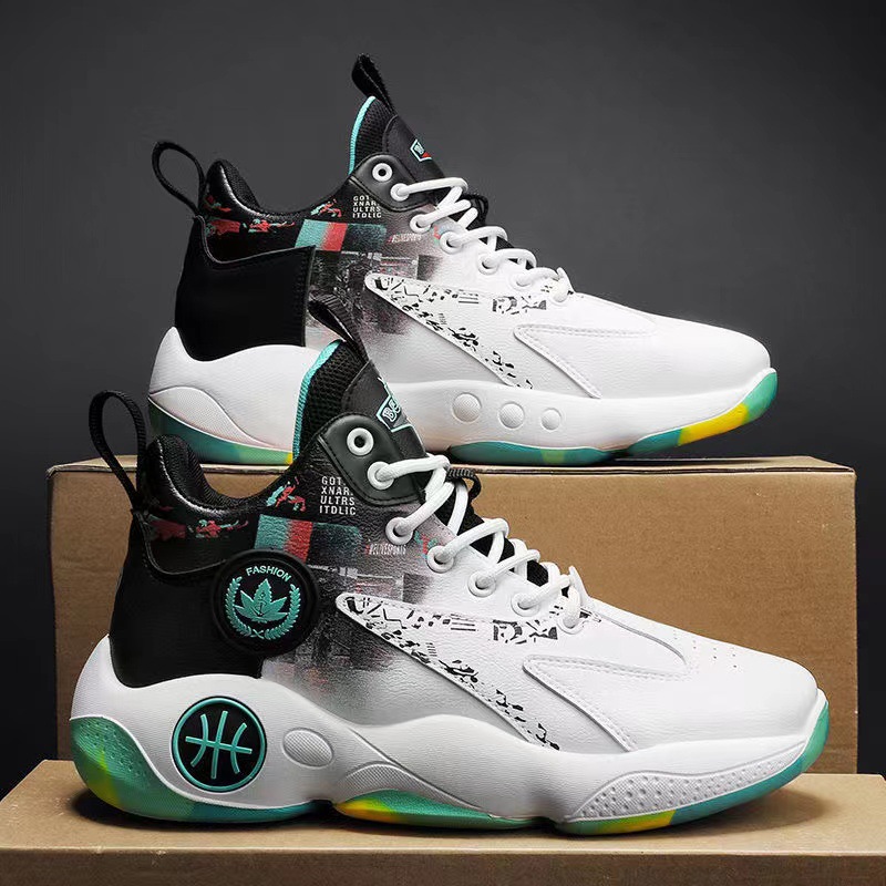 2023 Spring New Men's Shoes Vibrant Color High-Top Breathable Men's Casual Sports Shoes Trendy Matchable Basketball Shoes Dropshipping