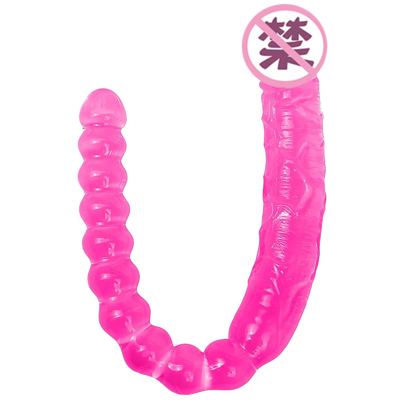 Double-Headed Crystal Dildo TPE Dual-Ended Adult Toy in White — detail image 2