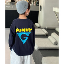 儿童装t恤秋季男童中童百搭纯棉痞帅气男孩长袖上衣打底衫炸街潮