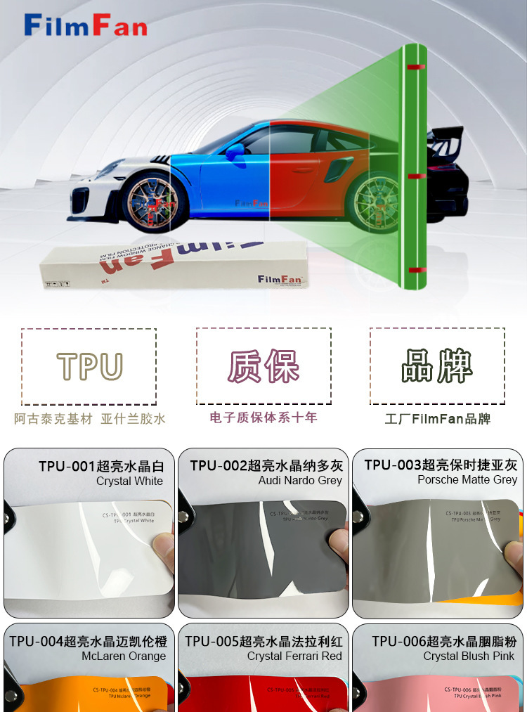 Cross-border color car clothing bright surface TPU car color change film PPF invisible car clothing self-healing paint protective film
