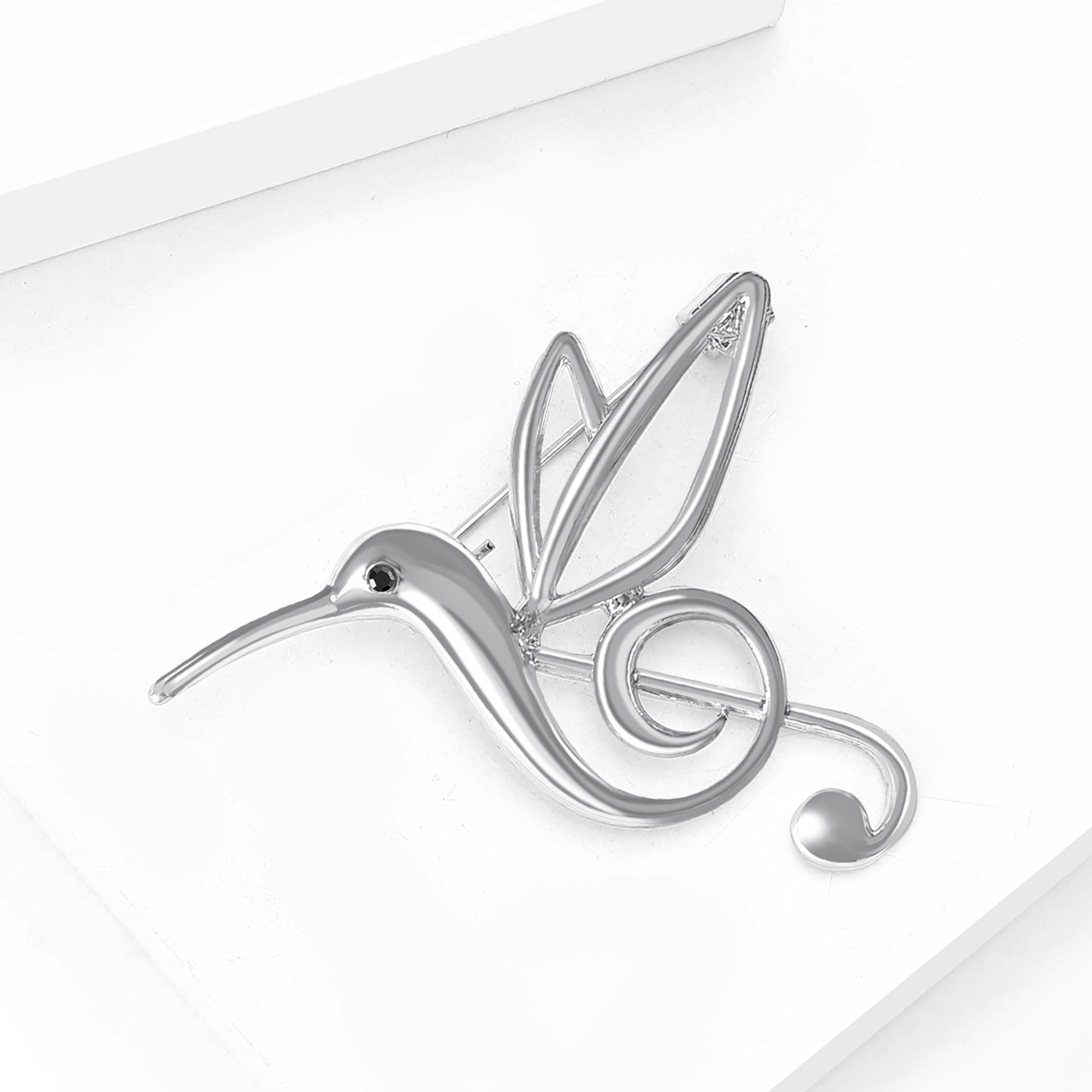 Cross-Border Hot-Selling European and American Alloy Enamel Hummingbird Musical Note Brooch Versatile Women's Suit Shawl Corsage Jewelry Pin