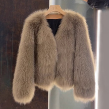 2025冬季时尚毛皮外套年轻中长款毛毛秋冬新款环保皮大衣上衣加厚