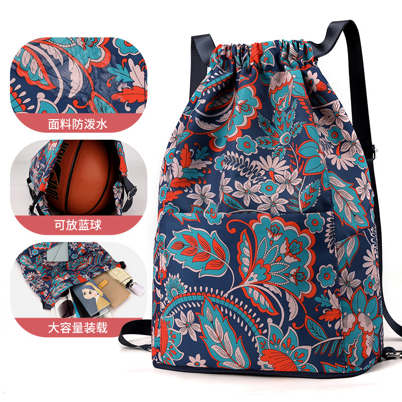 Printed drawstring backpack women's lightweight drawstring folding storage bag sports fitness bag drawstring bag travel backpack Printed drawstring backpack women's lightweight drawstring folding storage bag sports fitness bag drawstring bag travel backpack