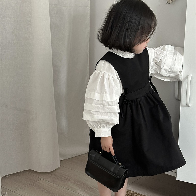 Xifan 2025 Spring and Summer New Korean Style Kidsren's Sleeveless Dress Girls Fashionable Bow Elegant Long Skirt