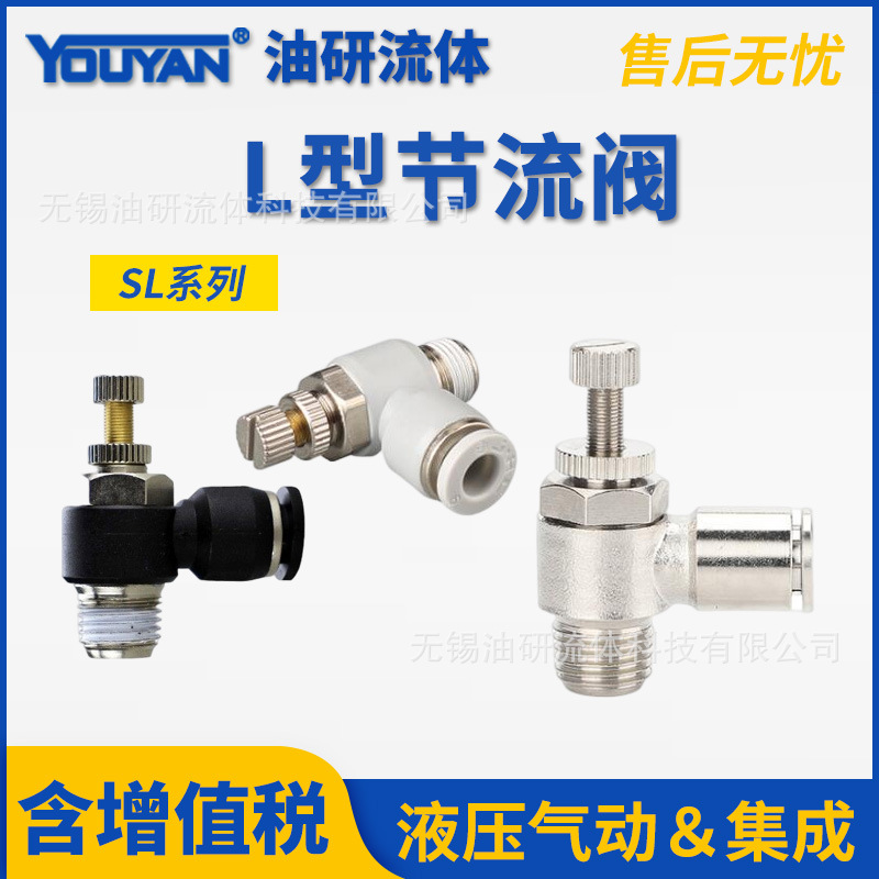 SL8-02气动06-01气缸10-03快速12mm插管L型04调速节流阀全铜接头
