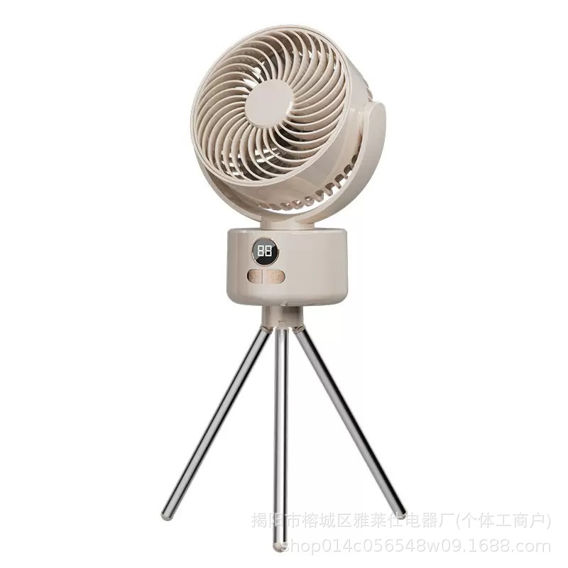 [Amazon Hot Sale] ventilador de escritorio al aire libre circulación de gran viento para el hogar visualización digital ventilador triángulo de doble propósito