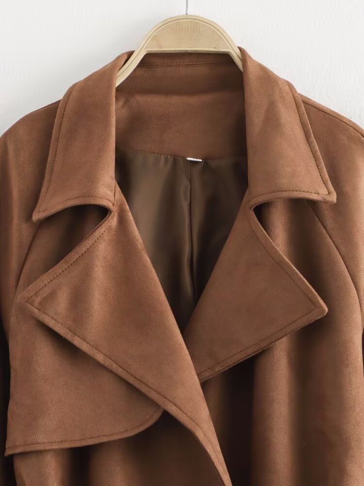 Long Sleeve Sleeve Length Women's Casual Vintage Style Solid Color Belt Double Breasted Coat