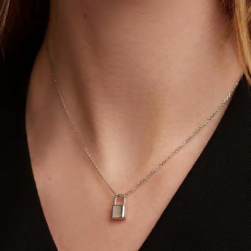 Fashion Lock Sterling Silver Plating Pendant Necklace