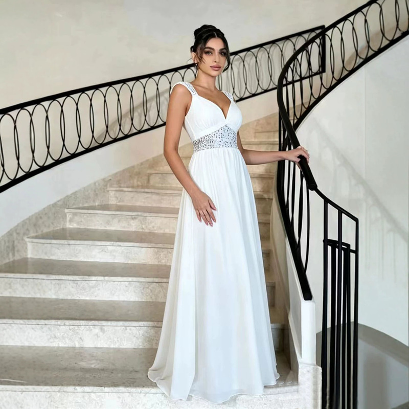 T118 Cross-Border European and American New Style White Suspender Long Dress Evening Gown Sexy Slim-Fit Banquet Party Dress T118 Cross-Border European and American New Style White Suspender Long Dress Evening Gown Sexy Slim-Fit Banquet Party Dress