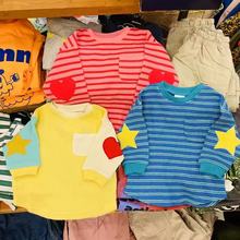 2025年秋季新品日系童装男童圆领打底衫流行条纹长袖