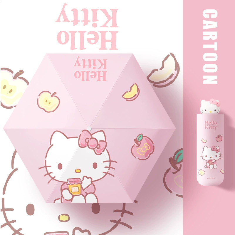 Hello Kitty, small handheld umbrella solar-powered, sun protection, custom-made