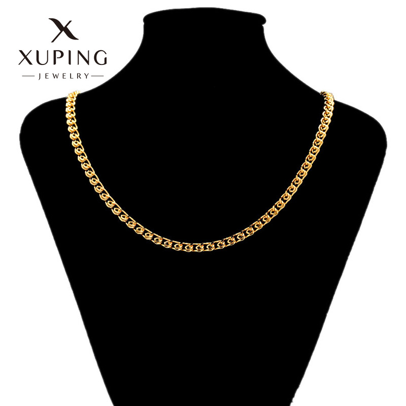 Collar de Aleación de Cobre con Baño de Oro de 24K de Xuping Jewelry, Joyería de Moda para Mujer, Joyería Transfronteriza, Accesorios Simples para el Cuello, Disponibles para Venta al por Mayor