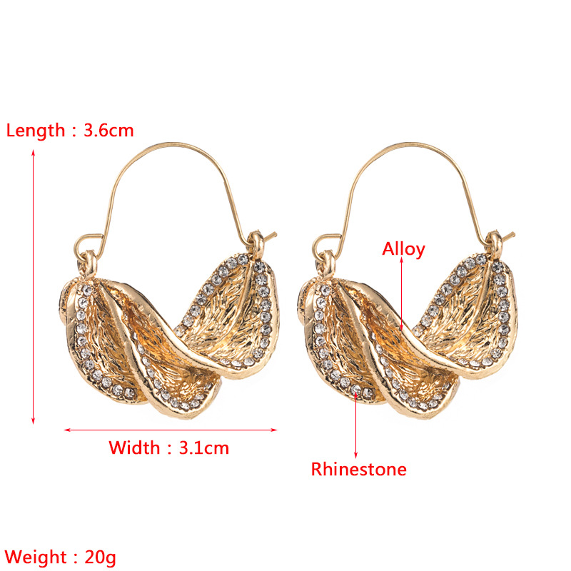 Exaggerated Creative Alloy Inlaid Rhinestone Leaf Earrings display picture 1