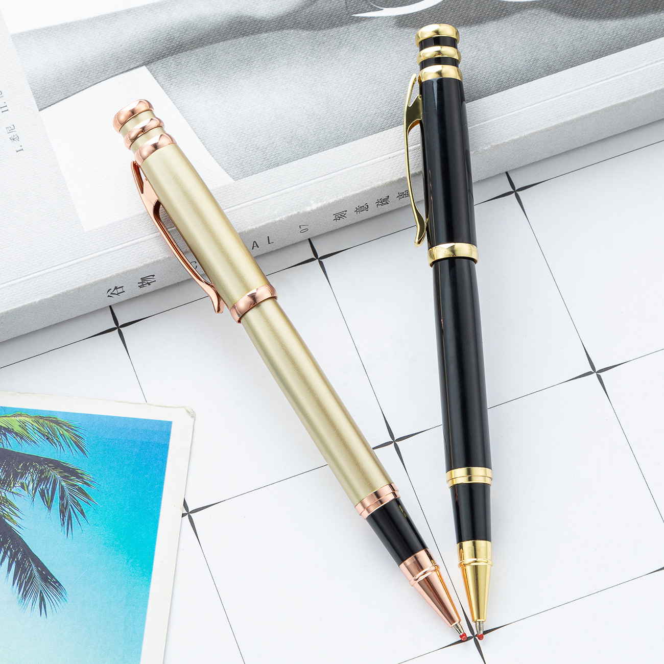 Nuevo pluma de firma de metal mayorista creativa de negocios de oficina pluma de bolas de agua imprimible logo publicitaria pluma de regalo