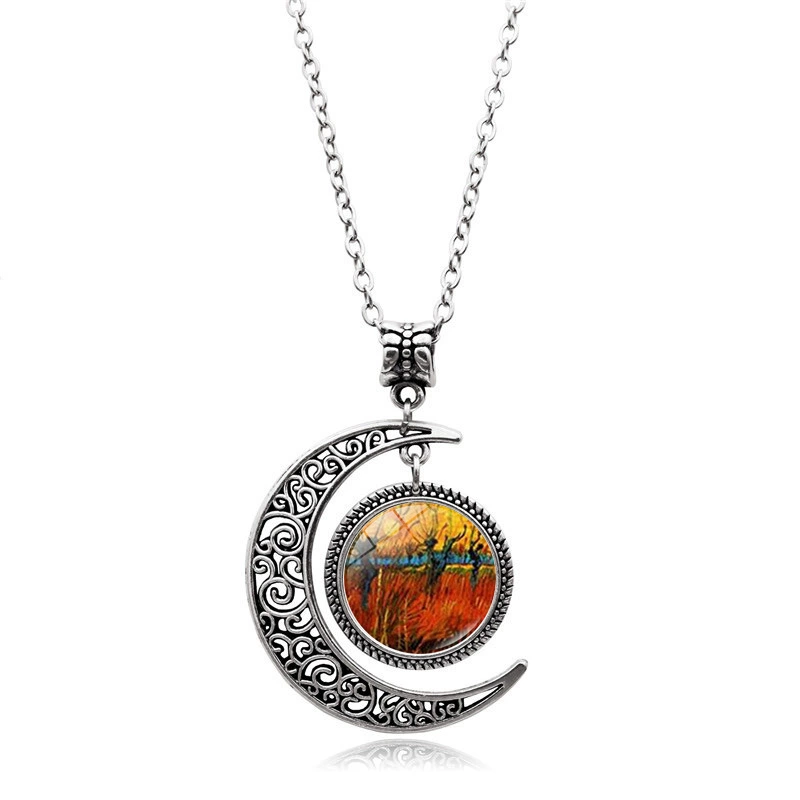 Подвеска, серебряное ожерелье, ретро аксессуар, свитер, with gem, европейский стиль