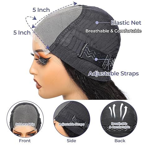 5 * 5 Front encaje suizo redbody wave brasileño pelo humano pelucas pelucca real cubierta de pelo