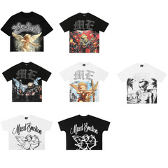 MIXED EMOTION25ss 新しいクロスボーダーファッションブランドストリートヒップホップホットダイヤモンド純綿スポーツカジュアル半袖 T シャツ