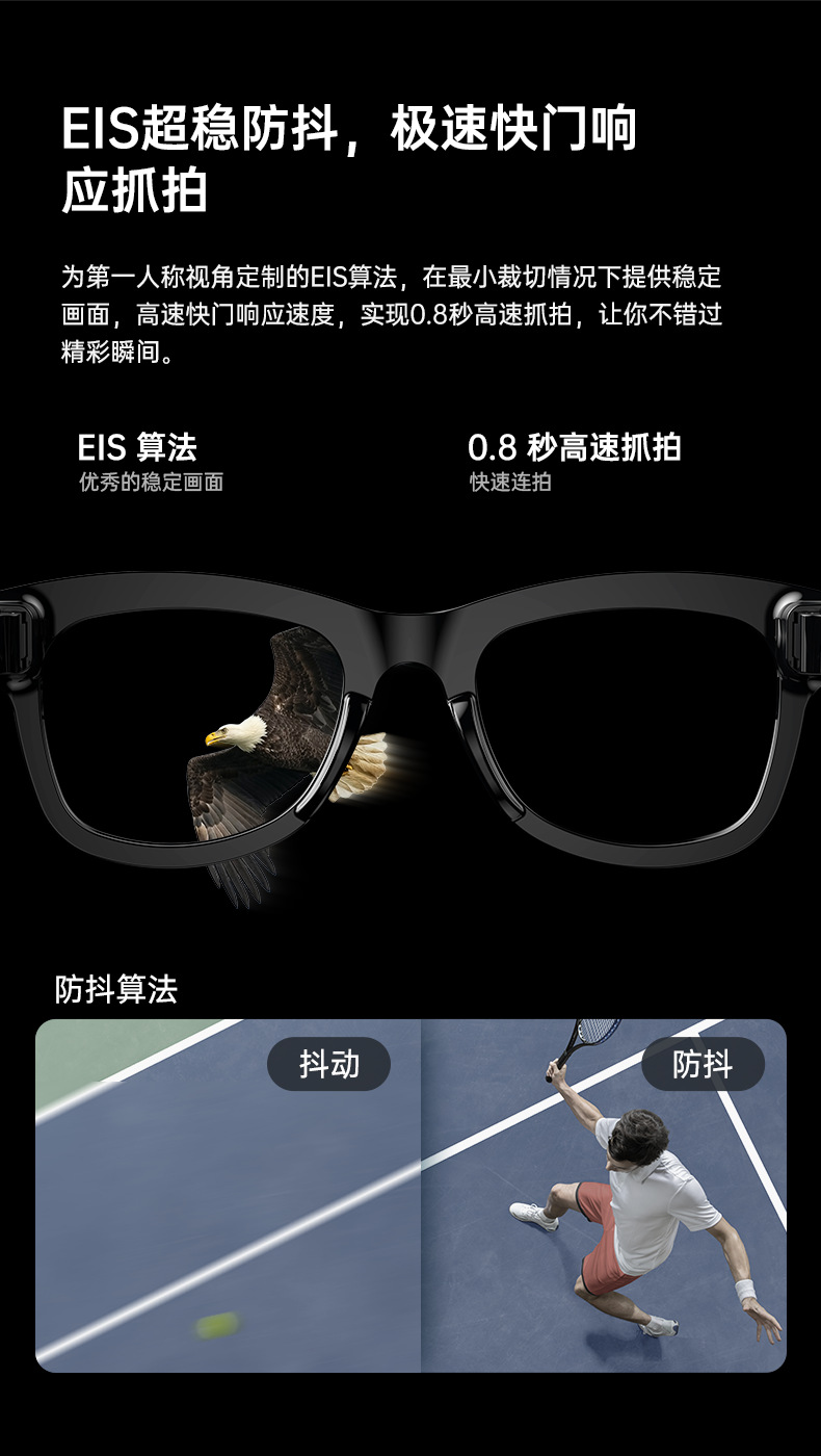 The new smart AI shooting glasses, polarizing filter, Bluetooth APP, music player, camera and video recording with 5 million pixels undefined