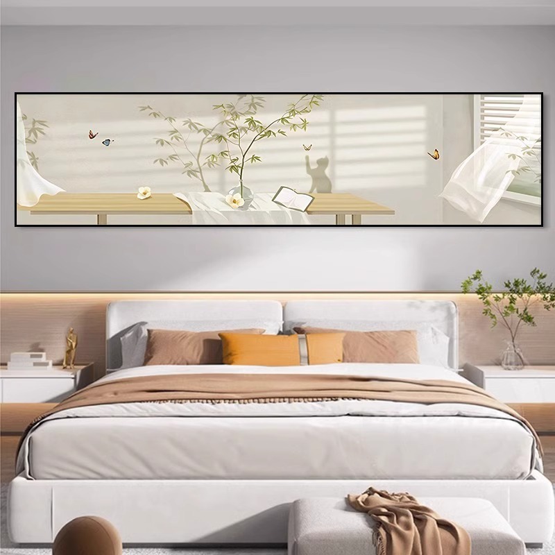 深圳大芬油画村奶油风床头画现代简约卧室房间挂画主卧背景墙壁画|undefined