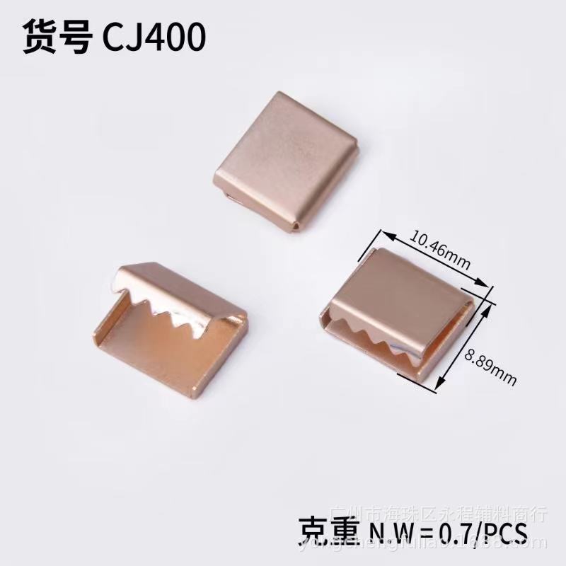 Copper webbing square tail clip webbing rope head clip with teeth brass tail clip rope clip with teeth zipper clip