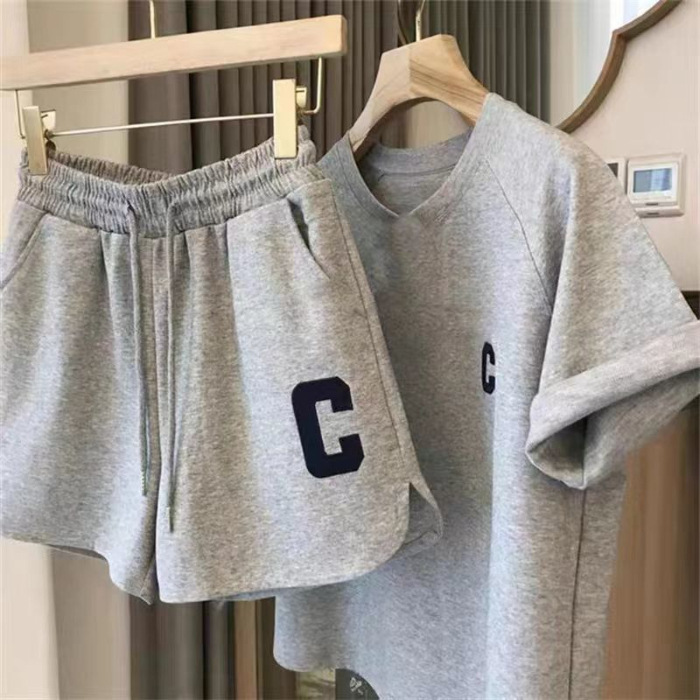 Trendy Cross-border Women's Summer New Style Student Loose-fitting Sports Shorts And Round-neck Short-sleeve Casual_ecoleips.com