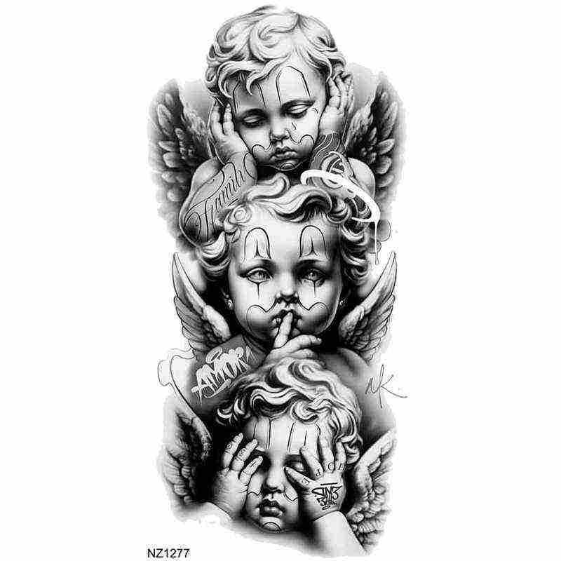 Nuevos productos transfronterizos de tatuaje de ángel, pegatinas de tatuaje de brazo europeas y americanas, tatuaje temporal Temu