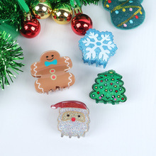 厂家批发新款圣诞节圣诞老人抓夹雪花发夹圣诞树发抓姜饼人鲨鱼夹