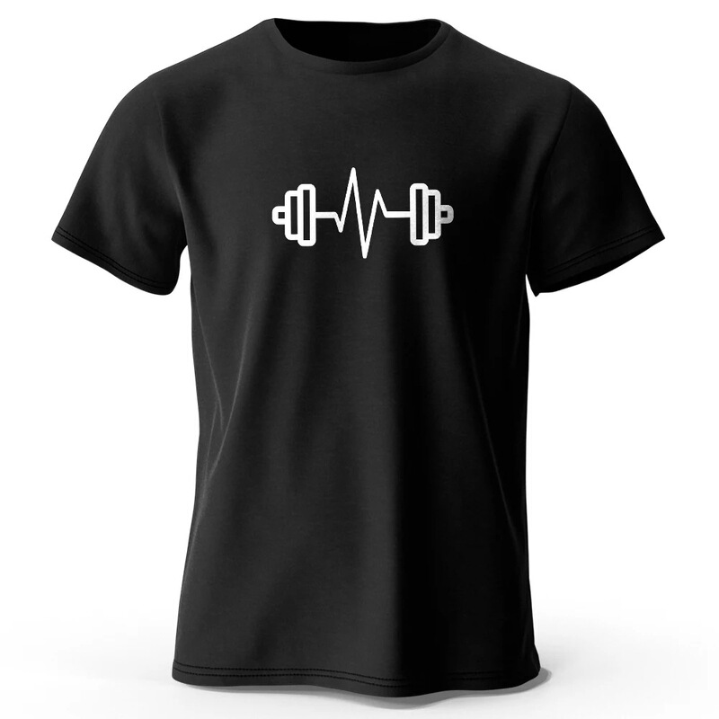 Pure Cotton Short-Sleeved T-Shirt for Men with Graphic Cotton Logo, Sports T-Shirt, Printed T-Shirt, Fitness Wear, Minimalist Gym Wear for Women