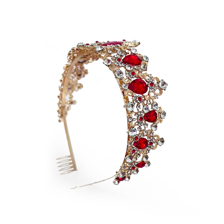 Corona de novia europea y americana con diamantes de imitación, diadema de reina para boda, accesorio para el cabello de cumpleaños, diadema para peinado, corona para el cabello, tocado de princesa