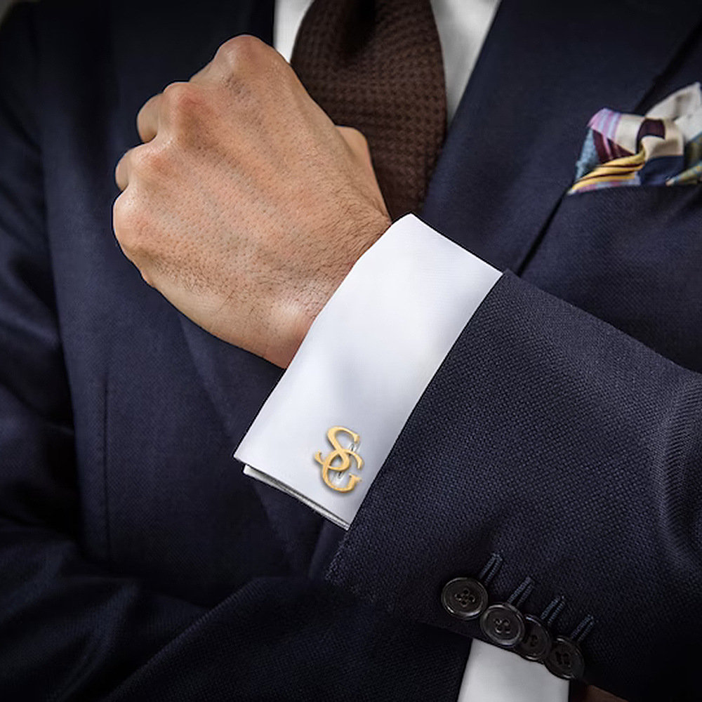 French men's suit lettering cufflinks personalized trend stainless steel gold-plated name letters gentleman stainless steel cufflinks