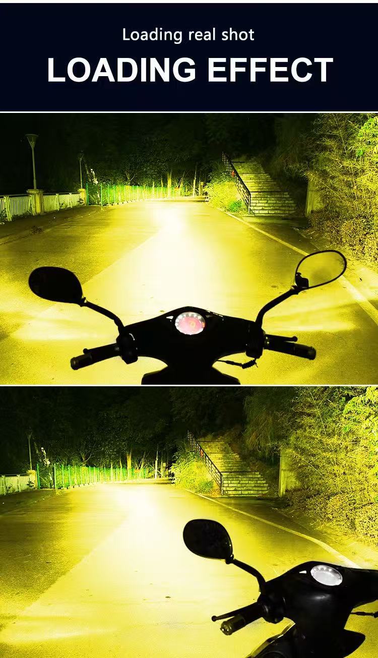 Cross-Border Exclusive Supply of New Led Motorcycle Headlights H4 Ba20D P15D White and Yellow Dual-Color Ultra-Bright Front Headlight Lens
