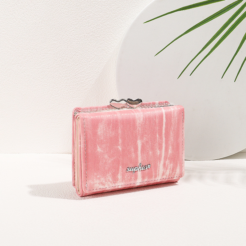 Cartera corta SUPHIAR, cartera delgada a rayas, triple pliegue, con cremallera, para monedas, tarjetas, cambio, impermeable, estilo fresco y dulce