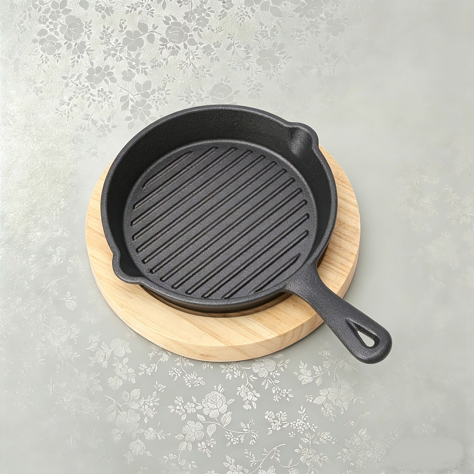 Placa Redonda de Hierro Fundido para Barbacoa, Antiadherente, Fácil de Limpiar, para Restaurantes