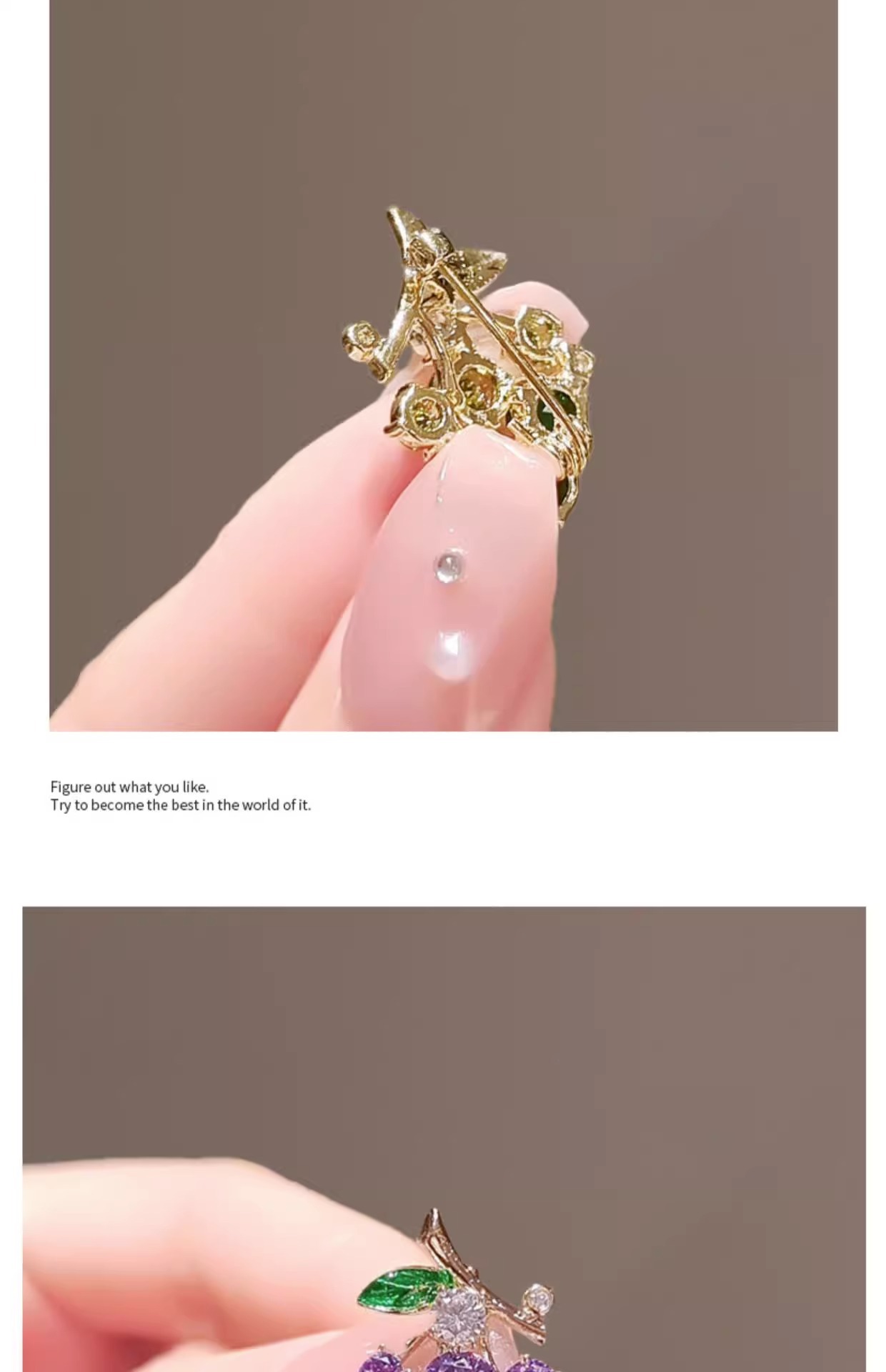 Mini exquisite Traubennadeln mit vielseitigem Temperament und vielseitigem Anzugsarmband, niedliches, blendfreies Damen-Kompressionsrevers mit fester Schnalle, Lila_voghion.com