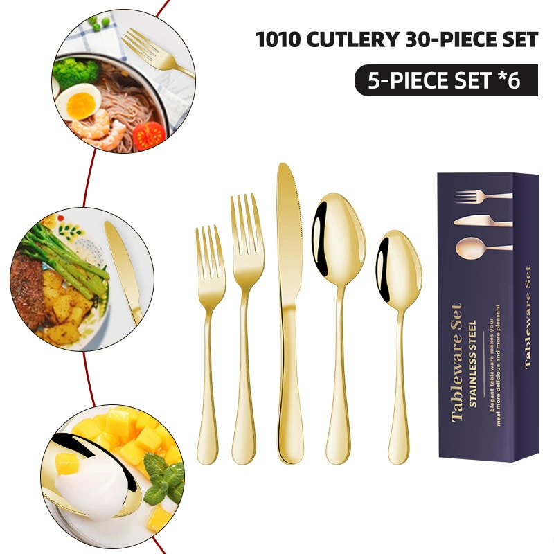 cutlery cross-border stainless steel utensils knife fork spoon hot-selling 30-piece Western dining steak knife 1010 utensil set