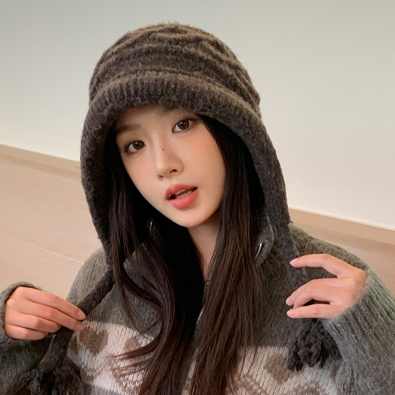 韩版氛围感秋冬季帽子女款时尚百搭针织毛线帽显脸小巴拉克拉法帽|undefined