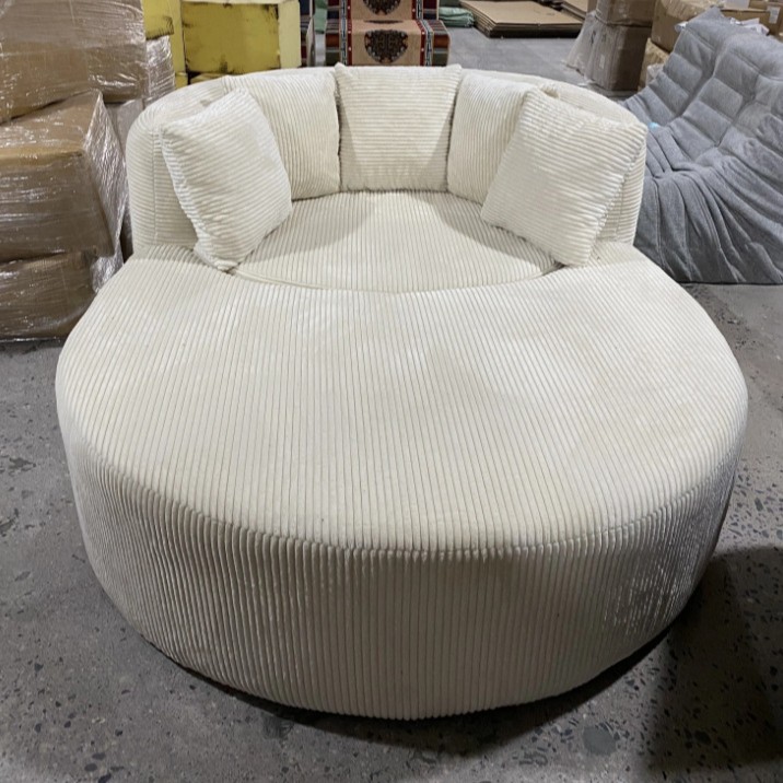 Sofá Puff de Corduroy con Reposapiés Reclinable y Móvil para Sala de Estar