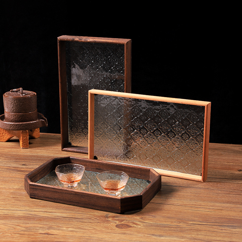 复古实木双耳托盘家用木质盘餐盘餐厅客厅招待零食茶点水果托盘