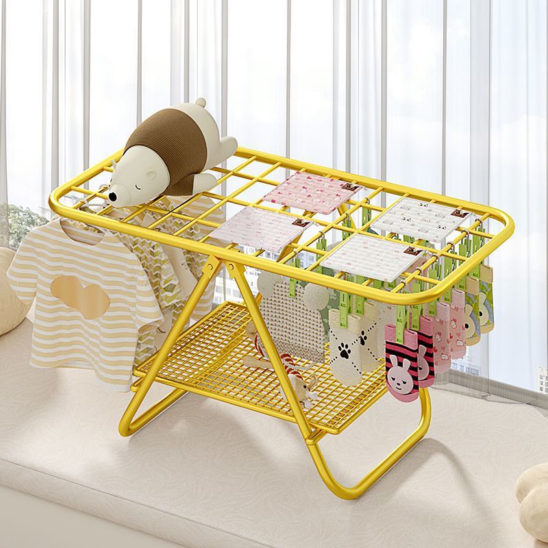 Small Floor-Standing Folding Underwear Balcony Clothes Drying Rack Bay Window Clothes Drying Rack Baby Clothes Hanger Storage Rack for Drying Socks