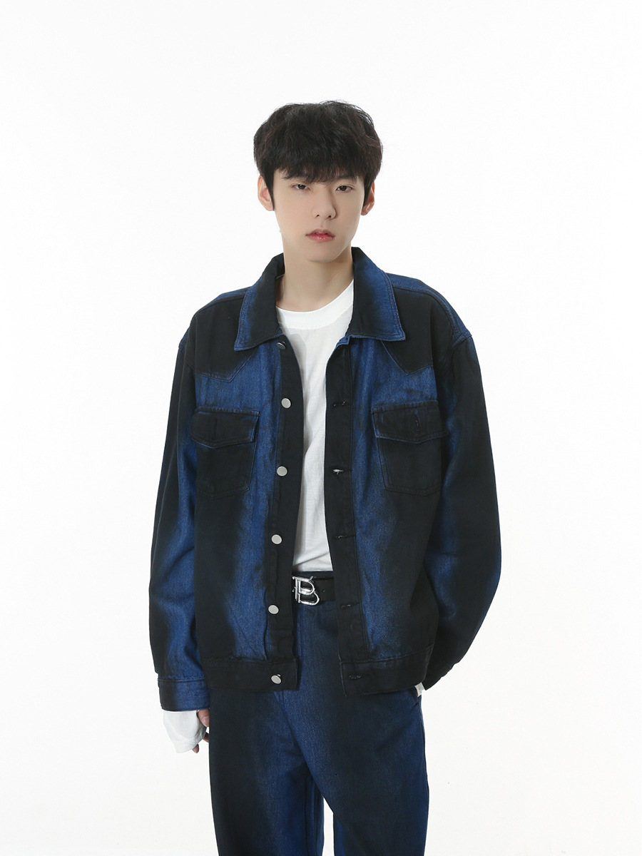 Mtlclothes ropa de Hombre | 2023 otoño nuevo estilo coreano flojo retro gradiente natural azul denim traje