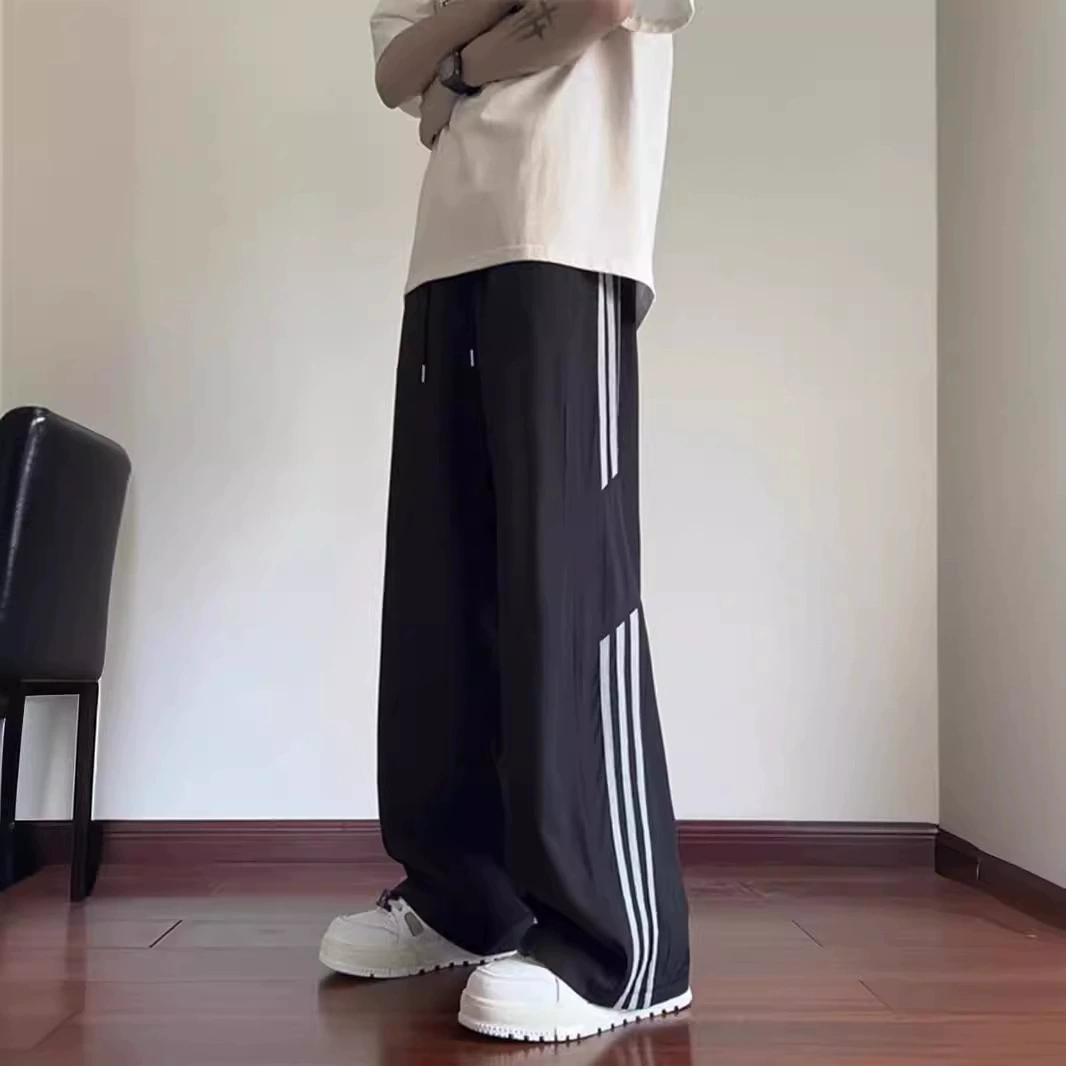 Быстро сохнущие летние тонкие брюки, oversize, свободный крой, американский стиль, для подростков