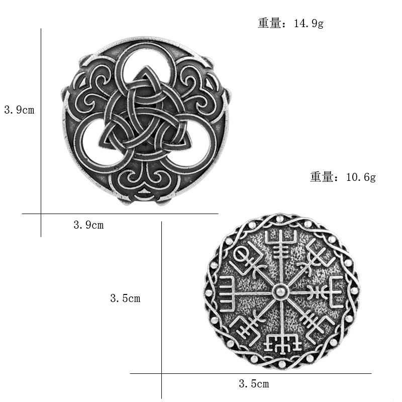 北欧潮流圆形同心结胸针 凯尔特结胸针维京海盗三角结徽章 现货
