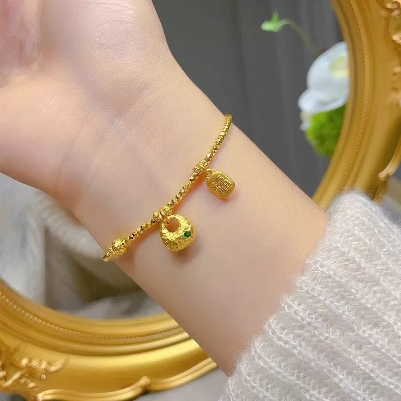 Bracelet en perles or 999 or de sable boule disco cadeau femme_voghion.com